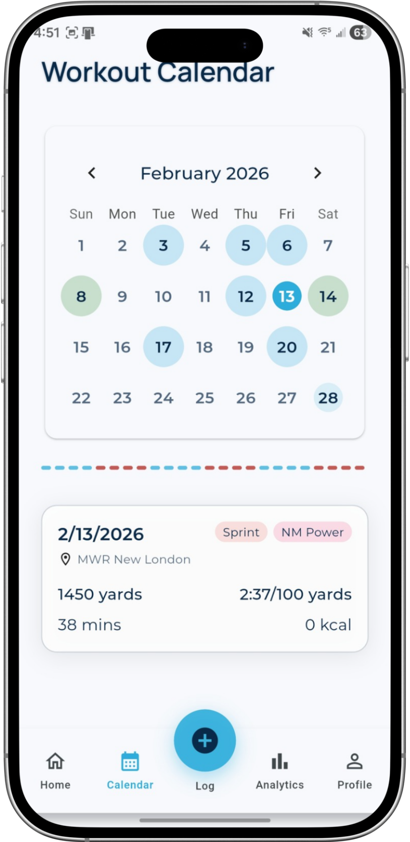 Calendar screen preview